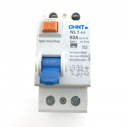 Chint NL1-63 200217 63A 63 Amp 100mA RCD 2 Double Pole Circuit Breaker